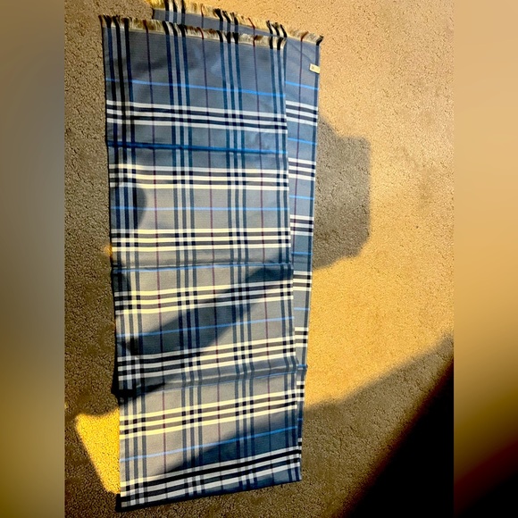 Burberry Accessories - Blue silk, Burberry scarf.